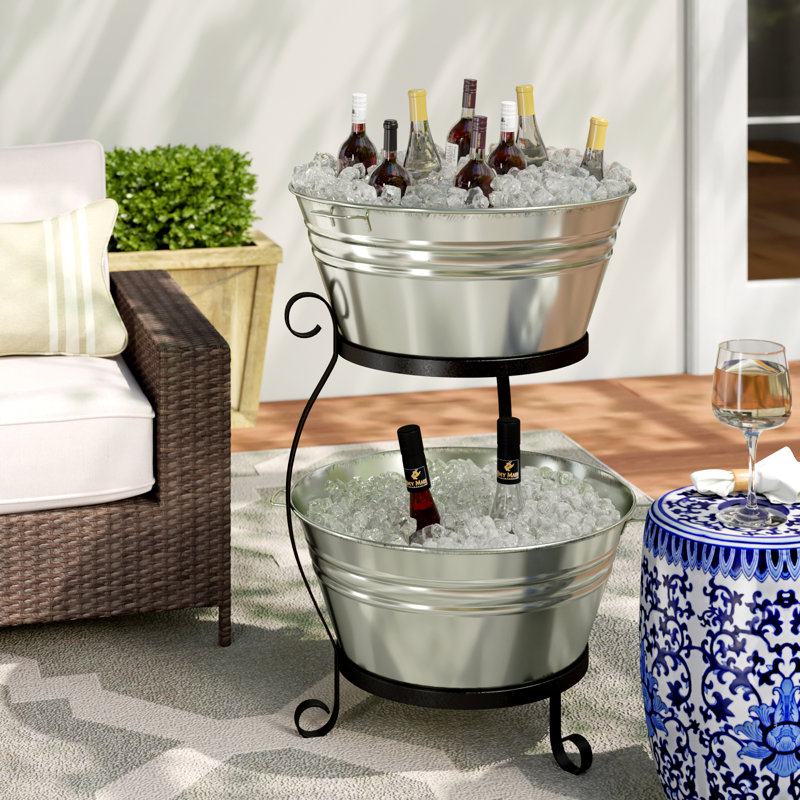 Charlton Home Tre Enameled Galvanized Double Beverage Tub & Reviews